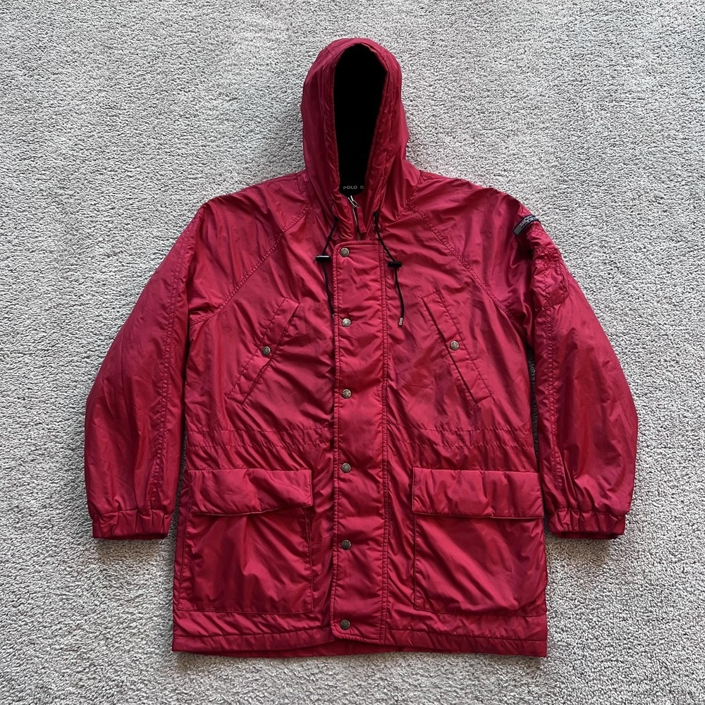 Vintage Polo Ralph Lauren Polo Sport Gunner's Jacket Mens S Red Hooded 90s
